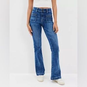 AE NE(X)T Level Super High Waisted Flare Jean Sz 8 (Regular)
